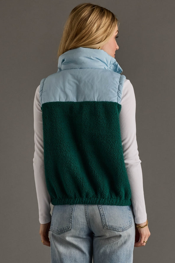 Colorblock Sherpa Vest