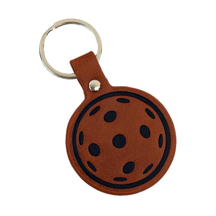Leather Pickleball Keychain