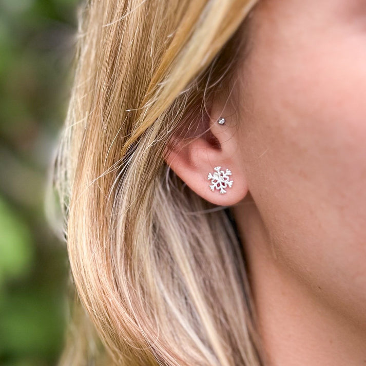 Mini Snowflake Stud Earrings