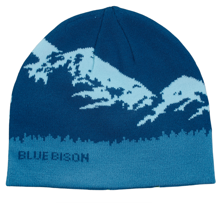 Blue Bison Mountain Peaks Skull Cap