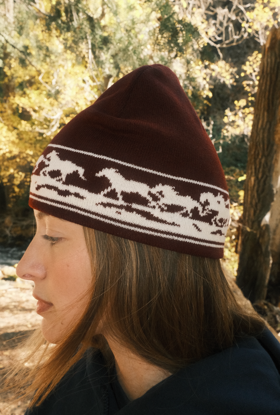 Blue Bison Mustang Skull Cap